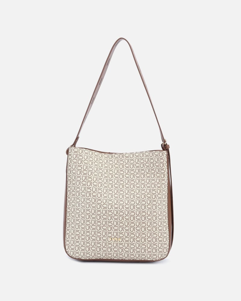 شنطة بتصميم عصري باللون البني والبيج