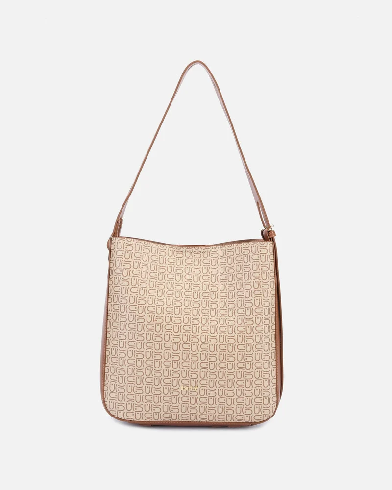 شنطة بتصميم عصري باللون البني والبيج